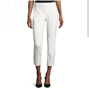 Theory White Cropped Slim Trousers